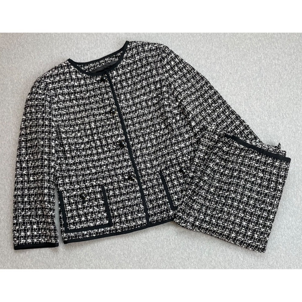 Talbots Skirt Suit Womens 10 Tweed Stretch 4-Button Lined - 2 Pcs